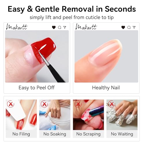 Makartt Gel Polish Peel Off Base Gel- 15ml x 2, UV LED Nail Lamp Needed Peelable Base Coat, No Filing or Soaking Required, Easy Removal for Nail Practice Beginners DIY Manicures at Home