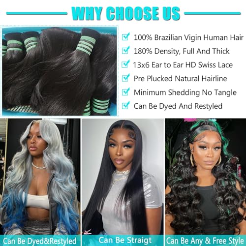 30inch 13x6 Body Wave Lace Front Wigs Human Hair 200 Density HD Lace Frontal Wigs Human Hair Pre Plucked with Baby Hair 12A Glueless Frontal Wigs Human Hair for Black Women