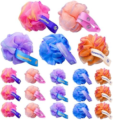 20 Pack Mini Shower Loofah Bath Sponge 20G, Soft Travel Size Nylon Mesh Puff for Body Wash, Loofah Shower Exfoliating Scrubber Pouf for Women and Men, Full Cleanse, Beauty Bathing Accessories