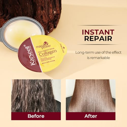 Karseell 8 Pack Collagen Hair Mask for Dry Damaged Hair Argan Oil Travel-Size Collagen Hair Treatment Deep Repair Conditioning All Hair Types 3.25floz