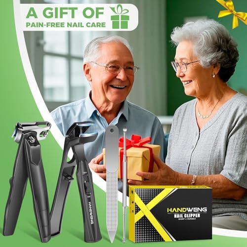 Toenail Clippers for Seniors Thick Toenails, Angled Head Large Toe Nail Clippers for Thick Nails for Men, 360° Rotating Nail Clippers with Long Hande, Heavy Duty Fingernail Clippers with Wide Opening