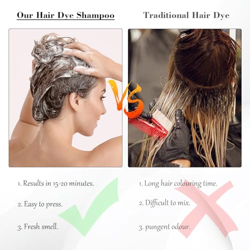 Dark Brown Hair Dye Shampoo 3 in 1, Hair Color Shampoo for Cover Grey Hair, Herbal Ingredient for Men and Women (Dark Brown)