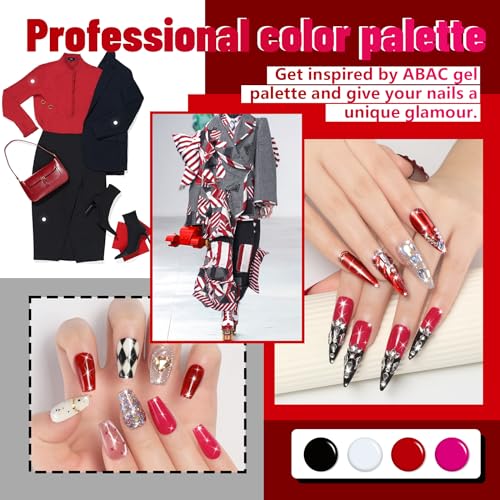 ABAC 24 Color Hema-Free Solid Gel Nail Polish,Ombre Gel Nail Polish,Pat Paint Nail Gel- Neon Pink,Yellow & Midnight Shimmer All-Year Clump-Free for Weddings,Date Nights,Office,w/Dual Brush