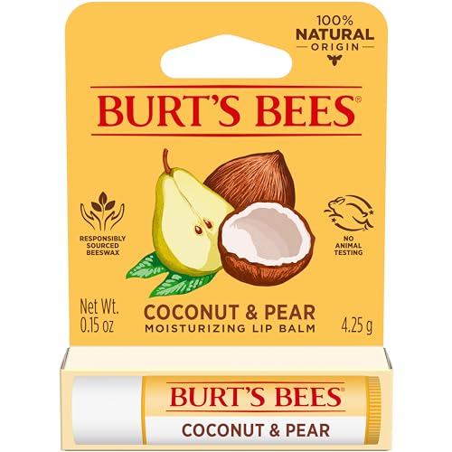 Burt's Bees Coconut and Pear Lip Balm, Lip Moisturizer With Responsibly Sourced Beeswax, Tint-Free, Natural Conditioning Lip Treatment, 1 Tube, 0.15 oz.