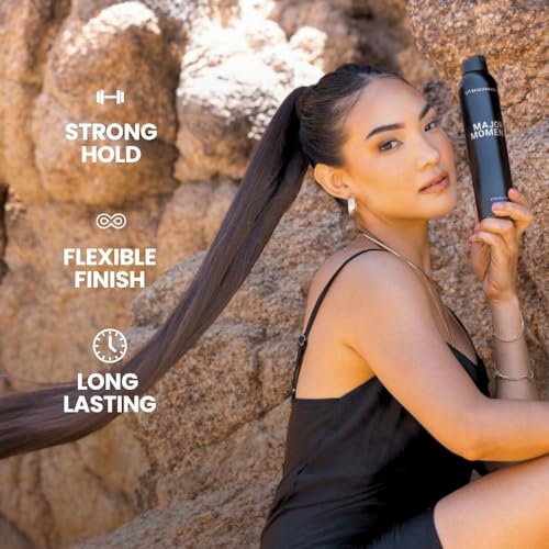 Beachwaver Major Moment Strong Hold Hairspray - Full Size (8.3 Oz) | Extra-Strength Vegan Hairspray For Long-Lasting Styles w/Brushable Finish - Removes Frizz & Locks In Style | Bali Beach Night