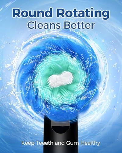 Rotating Electric Toothbrush for Adults with 8 Brush Heads, Sensitive Gum Care Electric Toothbrush with 3 Modes and 2 Min Smart Timer, Rechargeable Last 60 Days