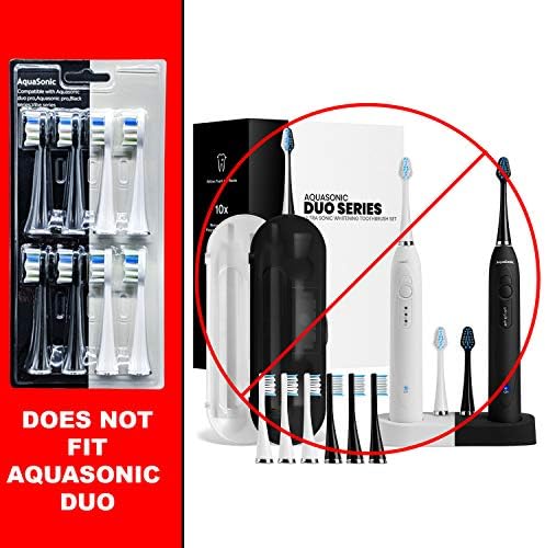 AquaSonic Duo PRO 8-Pack Replacement Brush Heads - Upgraded Proflex Brush Heads for Improved Plaque Removal - ADA Accepted - Genuine AquaSonic