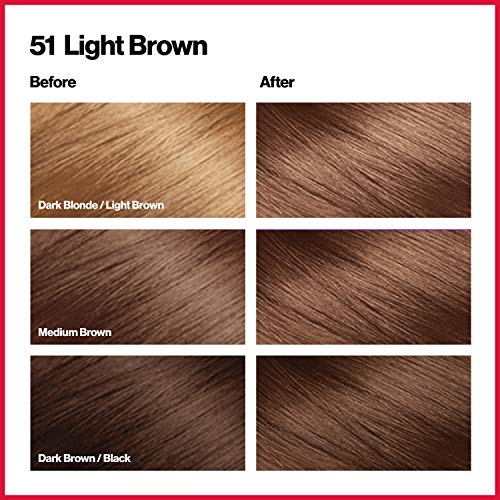 Revlon Permanent Hair Color, Permanent Hair Dye, Colorsilk with 100% Gray Coverage, Ammonia-Free, Keratin and Amino Acids, 51 light Brown, 4.4 Oz (Pack of 3)
