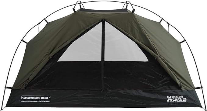 Crab 2 Person Double Layer Black Canvas Cotton Tent, Portable Breathable Easy Set Up Backpacking Tent
