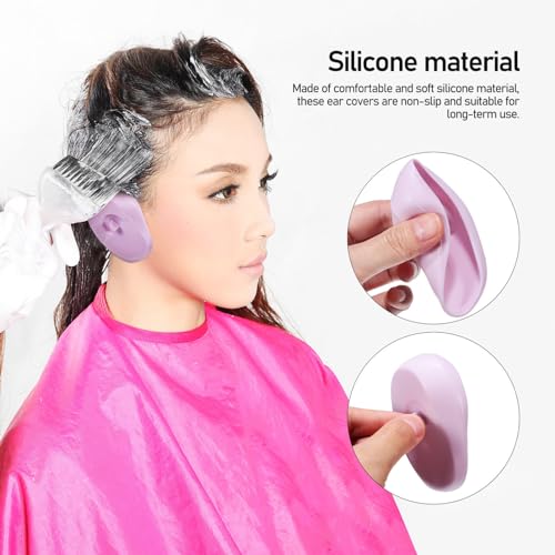 4 Pairs Silicone Ear Covers for Hair Dye, Shower, Swimming - Reusable Ear Protectors for Home and Salon Use (Purple and Green)
