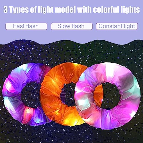 24 Pcs Light Up Scrunchies, LED Scrunchies Hair Bands, Elastic Glow in the Dark Srunchies Rave Accessories for Women Birthday Halloween Christmas New Year