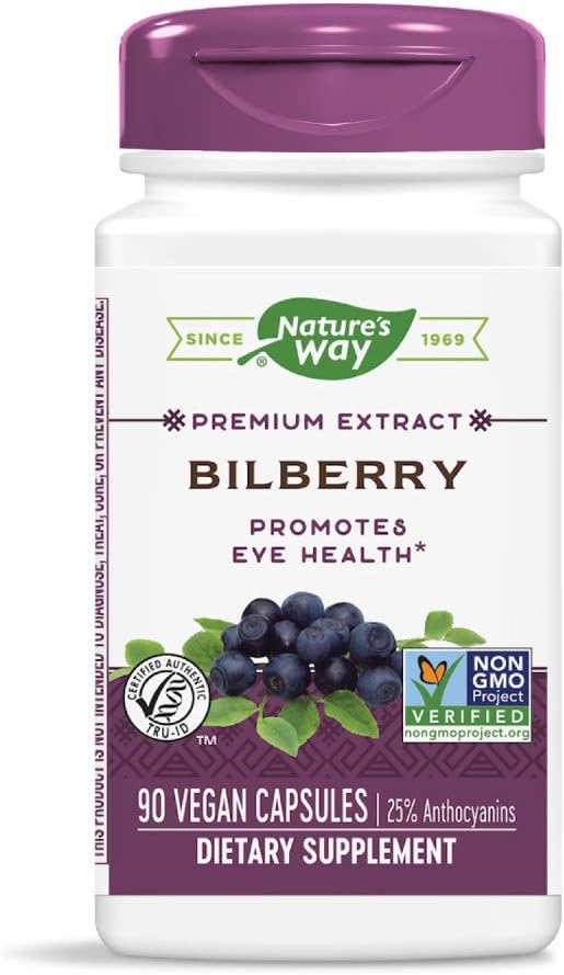 Nature's Way Bilberry Standardized Extract Veg Capsules 90 ea (Pack of 3)