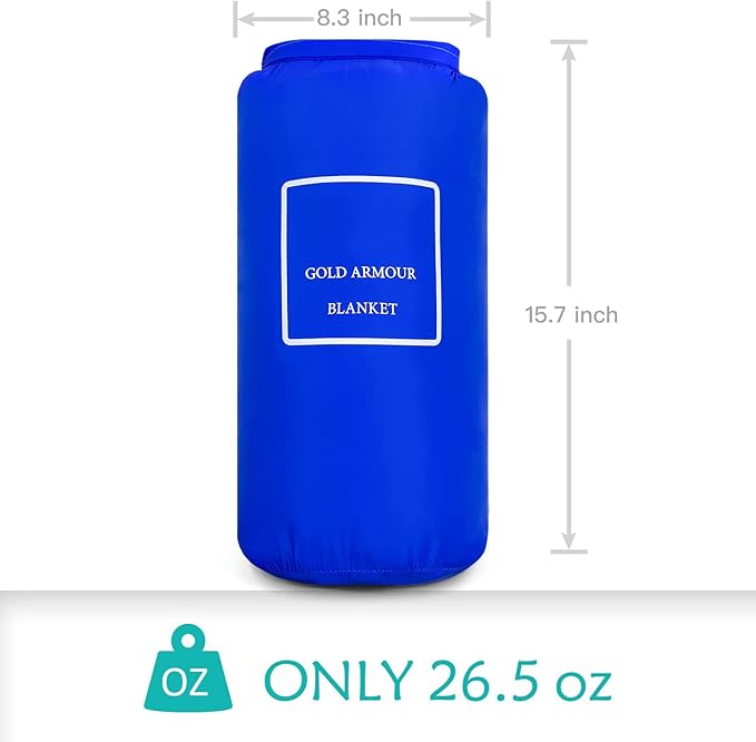 Gold Armour Camping Blanket - Puffy, Packable, Lightweight & Compact Insulated Camping Quilt for Outdoor - Backpacking, Beach, Stadium, Camp, Travel and Hiking Gear Essentials (Blue)