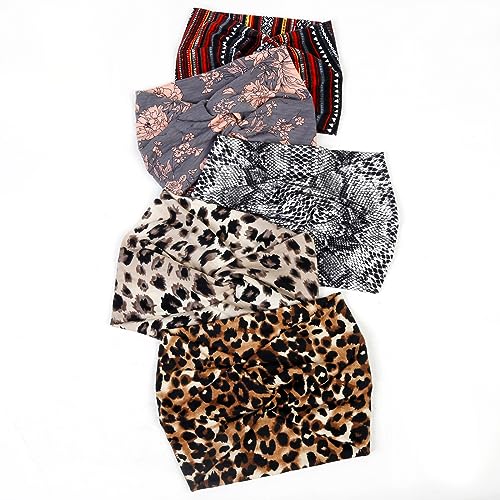 AKTVSHOW 7'' Wide Headbands for Women, 10 Pack Large Boho Turban Headband Fashion Non Slip Hairbands Thick Head Wraps Yoga Workout Hair Accessories
