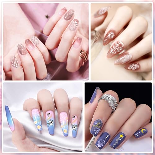 Biutee Nail Stamper Kit Nail Art Stamping Plate Set 8 Stamping Nail Polish Gel 12 Stamp Plate Jelly Silicone Stamper Flower Animal Lace Girl Star Rose Love Template Tool Supplies Holiday Design