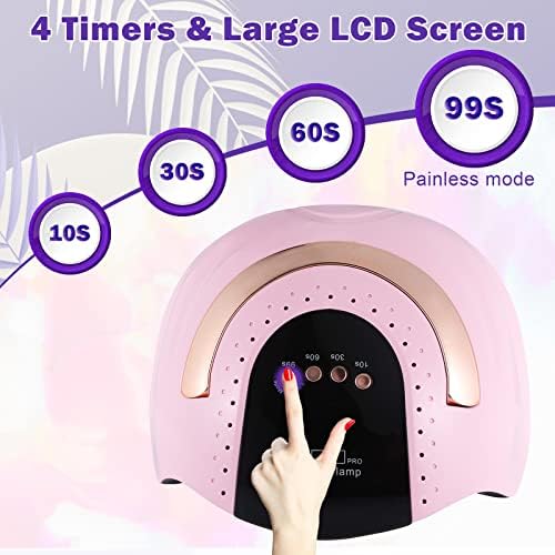 268W UV LED Light Lamp Nail Dryer for Gel Polish with 57 pcs Dual Light Beads 4 Timer Setting and Automatic Sensor