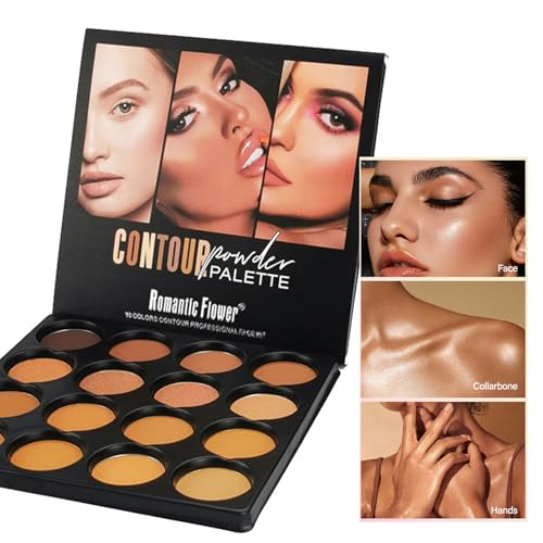 Concealer Contouring Palette, 16 Colors Medium to Dark Color Corrector Combination Cosmetics Powder Palette with Brush, Cover Dark Circles, Bruises, Age Spots, Blemish, Vegan & Cruelty Free