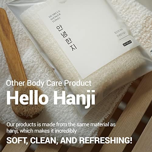 Bath Shower Sponge 2 Pack - Exfoliating Cloth for Dead Skin Cells, Dirt, and Oil Removal - Kids Washcloths Made Using Soft, Breathable & Hygienic Hanji Fabric - Hello Hanji by DEARCUS