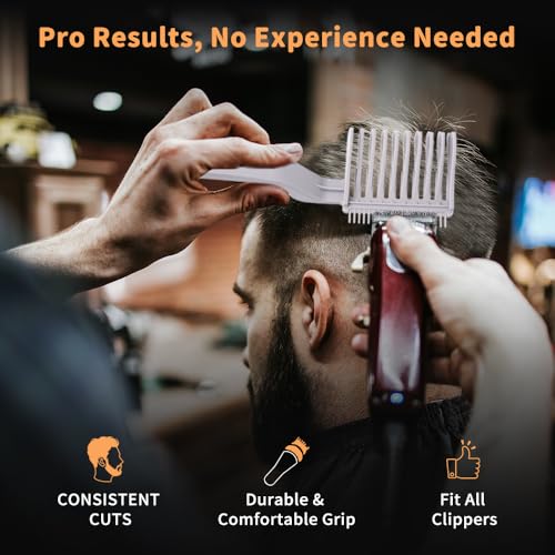2PCS Fade Comb Tool, Fade Tool for Men Haircut Gradient Hair comb Compatible with All Clipper, Blending Combs Barber Accessories for Fades (Black/Grey)