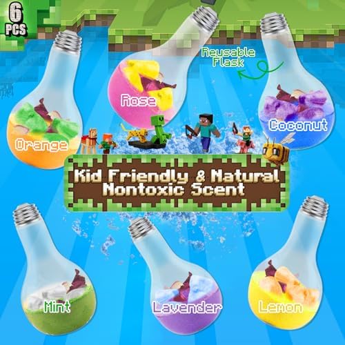 Bath Bombs for Kids: Bath Bombs with Toys Inside, Organic Bath Bomb Rich in Natural Essential Oils, Kids Bath Bomb Gift Set for Dry Skin Moisturize, Kid Bath Toys (6 Pcs)