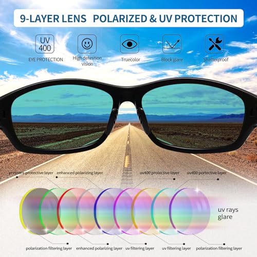 Joopin Wrap Around Sunglasses for Men Women, Lightweight Athletic Sports Sunglasses Polarized UV Protection for Fishing (Black Red Mirrored)