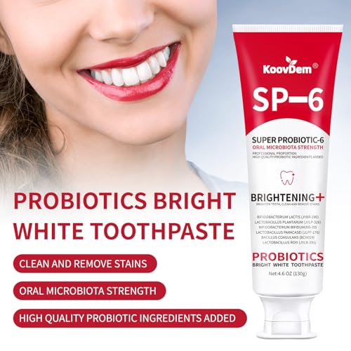 2025 New Sp-6 Probiotics Whitening Toothpaste-Fluoride-Free, Enhanced Formula with 6 Probiotics for Gum Care & Fresh Breath, Fresh Mint Flavor(2PC)（Red）