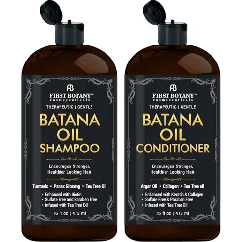 Batana Oil Shampoo and Conditioner - Fights Hair Loss, Promotes Hair Growth, Fights Dandruff, Lice & Itchy Scalp - for Men and Women Sulfate Free - 16 fl oz x 2