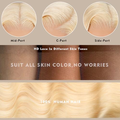 30 Inch 613 13x6 Lace Front Wig Human Hair 200 Density Blonde Wig Human Hair Body Wave Lace Front Wigs Human Hair Pre Plucked 613 HD Lace Frontal Wig 13x6 Wigs For Women