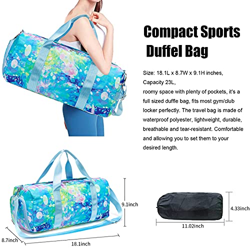 BLUBOON Duffle Bag Girls Kids Cute Gym Bag with Shoes Compartment & Wet Separation Waterproof Sports Overnight Travel Bag