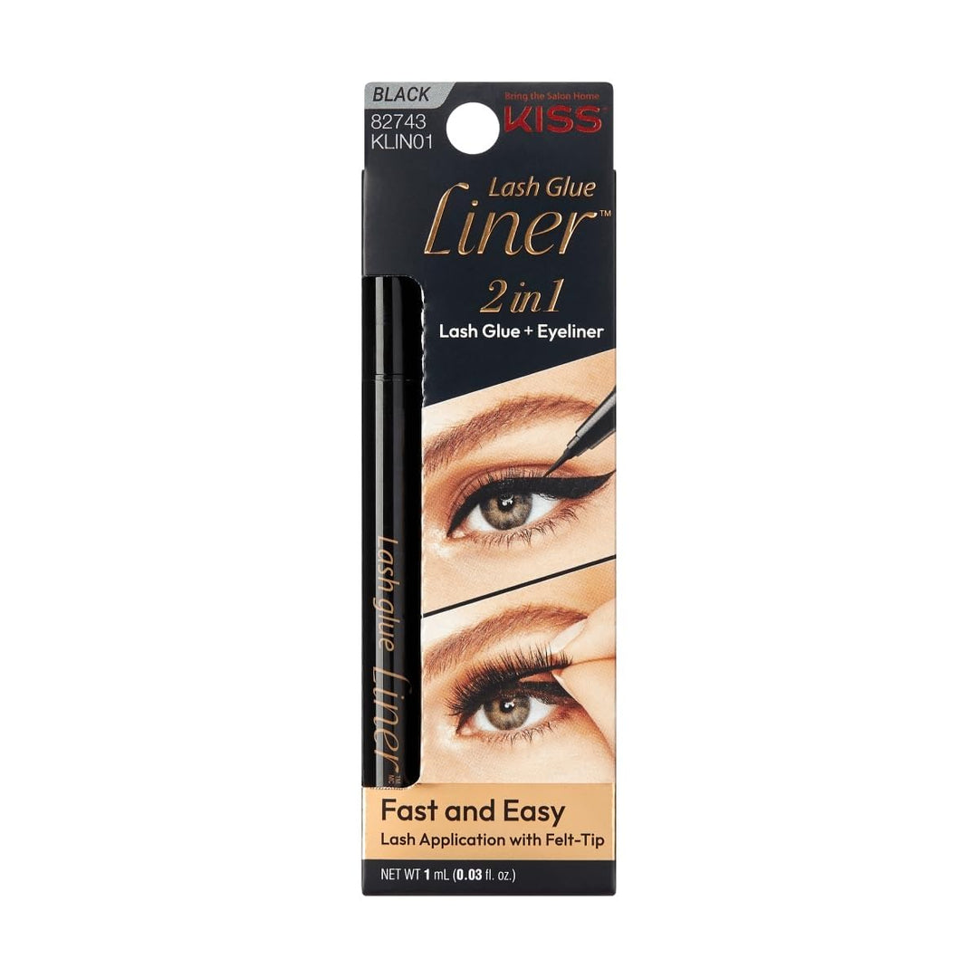 Kiss Lash Glueliner, 2-In-1 Felt-Tip Eyelash Adhesive And Eyeliner, Matte Finish, Foolproof Application, Easy Touch-Up, 0.03 Fl