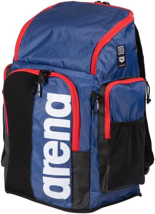 ARENA Spiky III Backpack 45 Swimming Athlete Sports Gym Rucksack Large Training Gear Equipment Swim Bag for Men and Women, 45 Liters, Navy/Red/White