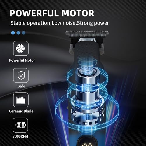 Beard Trimmer for Men Professional Hair Trimmer for Men Hair Clippers Eletric Razor Shavers Zero Gapped T Blade Edgers Liners Cordless Rechargeable Mustache Grooming Kit for Body