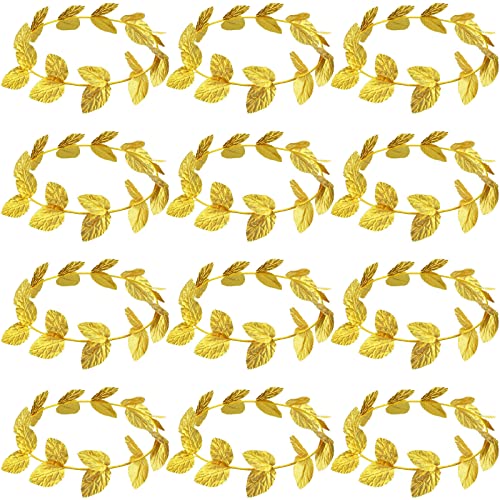 12 Pcs Gold Laurel Crown Gold Leaf Greek Goddess Costume Headpiece for Women Toga Party Decoration Accessories