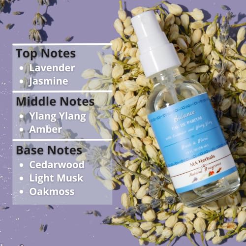 Balance Lavender & Ylang Ylang Cologne for Men | Woody Fougère Perfume + Notes of Amber, Jasmine, Cedarwood & White Musk | Eau de Parfum made w/Essential Oils | MA Herbals Natural Fragrance