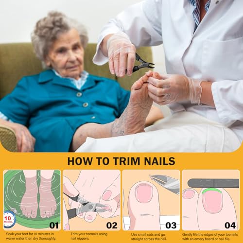 BEZOX Toe Nail Clippers for Thick Toenails for Seniors – Raised Cutting Edge Ingrown Toenail Clippers, Ergonomic Design Toenail Scissors for Thick Nails, Podiatrist Recommended - Black