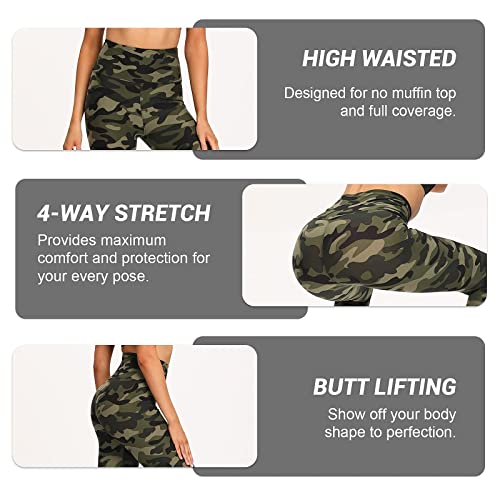 GAYHAY High Waisted Leggings for Women - Soft Opaque Slim Tummy Control Printed Pants for Running Cycling Yoga