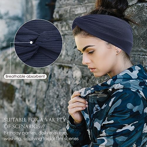 12 Pcs Stretchy Headbands for Women, Absorbed Sport Headband Soft Twist Headbands for Daily Life Yoga Workout