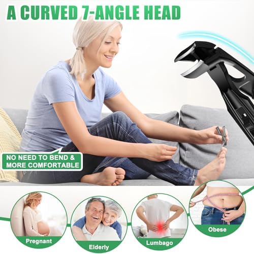 Toenail Clippers for Seniors Thick Nails - Angled Head Large Toe Nail Clippers for Men, Heavy Duty Ingrown Toenail Clippers for Thick Toenails with Wide Jaw, Sharp Nail Cutter with Catcher Long Handle
