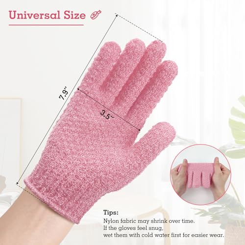 Evridwear Exfoliating Gloves for Shower, 100% Nylon Thick Soft Medium Heavy Bathing Gloves Dead Skin Remover Body Scrubber Smooth Skin with Hang Loop, 3 Pairs