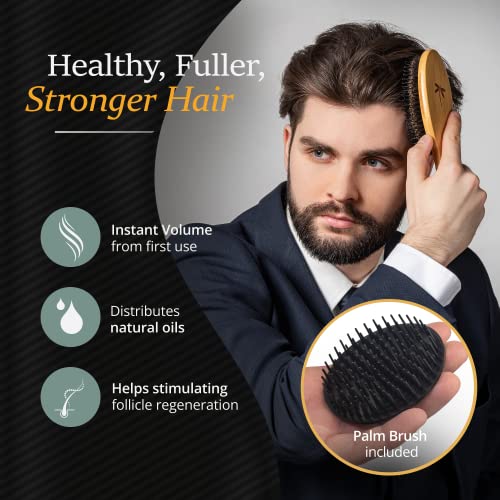 Belula Men's Hair Grooming Set: Boar Bristle Brush, Nylon Pin Brush, Wooden Comb, and Travel Bag for Styling