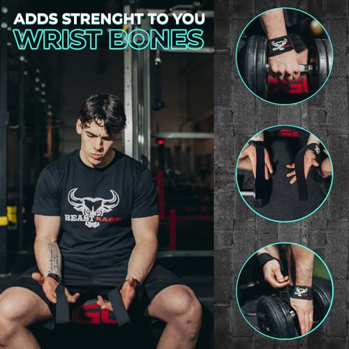 BEAST RAGE Lifting Wrist Straps for Weightlifting, Weight Lifting Straps Gym Power Workouts Lifting Straps Padded Cotton Men Women Supportive Lift Deadlift Straps Hard Pull Exercise Straps (Black)