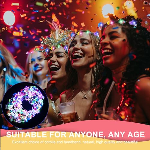 30 Pcs LED Flower Crown Headband,led Headbands,Light Up Flower Headbands for Women,Garlands Glowing Floral Wreath Crowns for Weddings,Halloween,Birthdays,Role-Playing,Beach Parties，Christmas