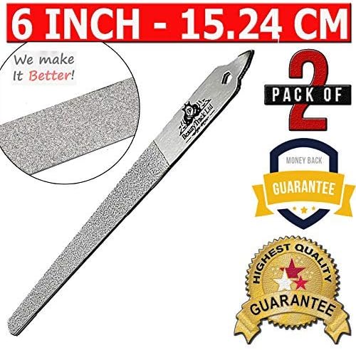 6-Inch Diamond Deb Nail File, for Manicure, Pedicure, Grooming Foot Skin, Podiatric Foot Care Instruments, Stainless Steel (Pack of 2, 2025 Stock), Pouch