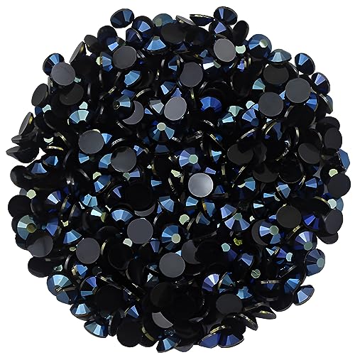 2250 Pcs SS16 4mm AB Flatback Rhinestones for Nails Art Crafts Glitter Round Shine Gems Crystals DIY Clothes Shoes （Black-Bottom Ink-Blue AB）