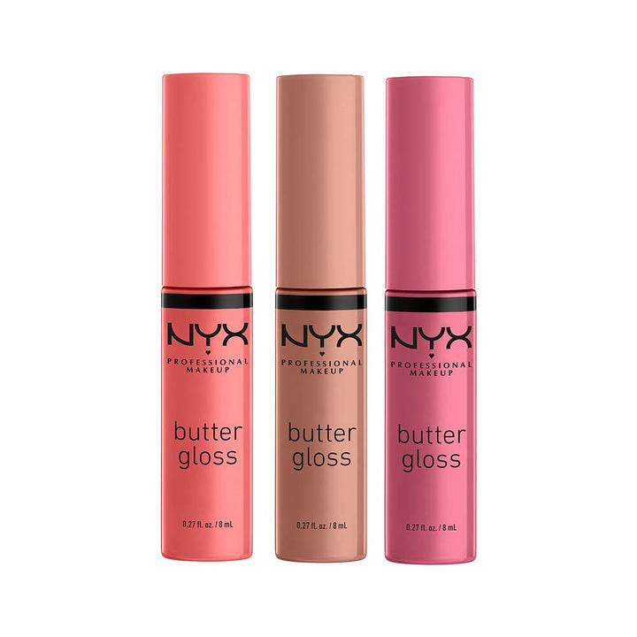 NYX Butter Gloss | Non-Sticky Lip Gloss Set of 3 | Angel Food Cake, Creme Brulee, Madeleine