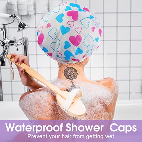 20 Pcs Waterproof Shower Caps for Women,Reusable Plastic Bath Hair Caps with Elastic Band Assorted Colors for Home,Salon & Spa