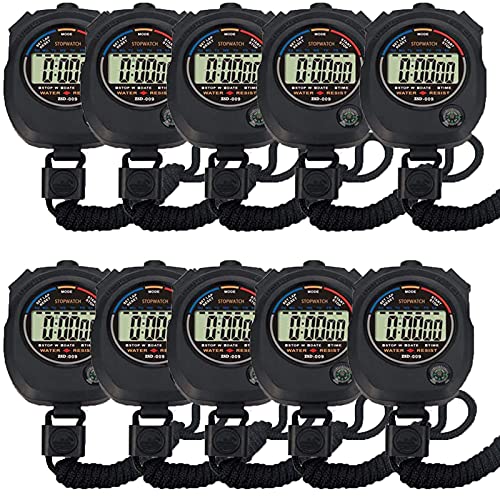6 Pack Multi-Function Electronic Digital Sport Stopwatch Timer, Large Display with Date Time and Alarm Function,Suitable for Sports Coaches Fitness Coaches and Referees