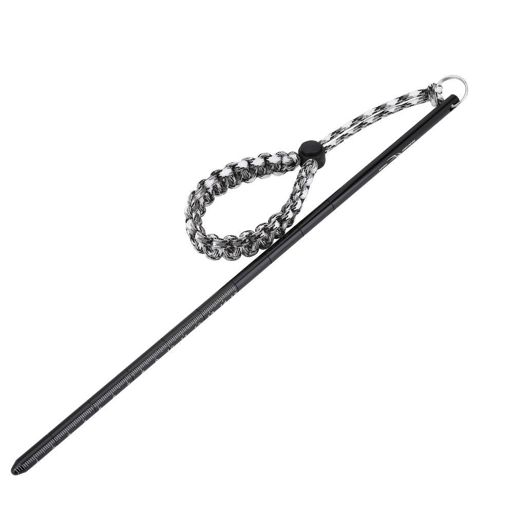 Wbestexercises Diving Pointer Stick, Scuba Diving Aluminum Alloy Lobster Stick Pointer Underwater Shaker Noise Maker Stick Rod with 7 Strand Parachute Lanyard(Black)