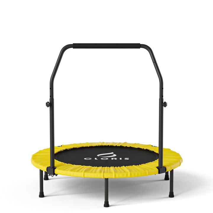 CLORIS 38in/40in/48in Folding Trampoline Mini Rebounder Fitness Trampoline with Adjustable Foam Handle for Kids/Adult, with safty Padded Cover Best Gift for Kids/Adult (Yellow)… (40in-Yellow)