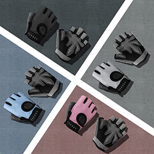 LIFECT Essential Breathable Workout Gloves, Knuckle Weight Lifting Shorty Fingerless Gloves with Curved Open Back, for Powerlifting, Gym, Crossfit, Women and Men (Black, X-Small)